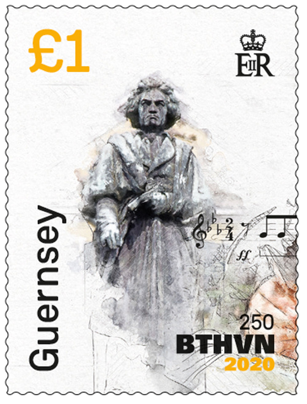 Guernsey to issue commemorative stamps for the 250th Anniversary of Beethoven's birth